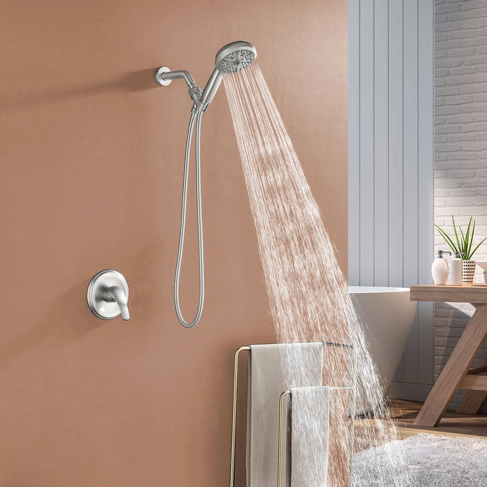 Brushed Nickel Single Handle 10-Spray Handheld Shower Faucet Set
