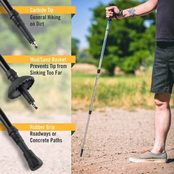 BRAZOS WALKING STICKS Collapsible Hiking/Walking Stick with Integrated  Anti-Shock Technology and Interchangeable Tip 604-3000-0600 - The Home Depot