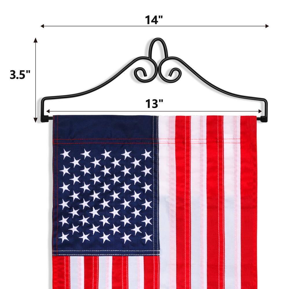 Black Wrought Iron Garden Flag Hanger with Matte Finish