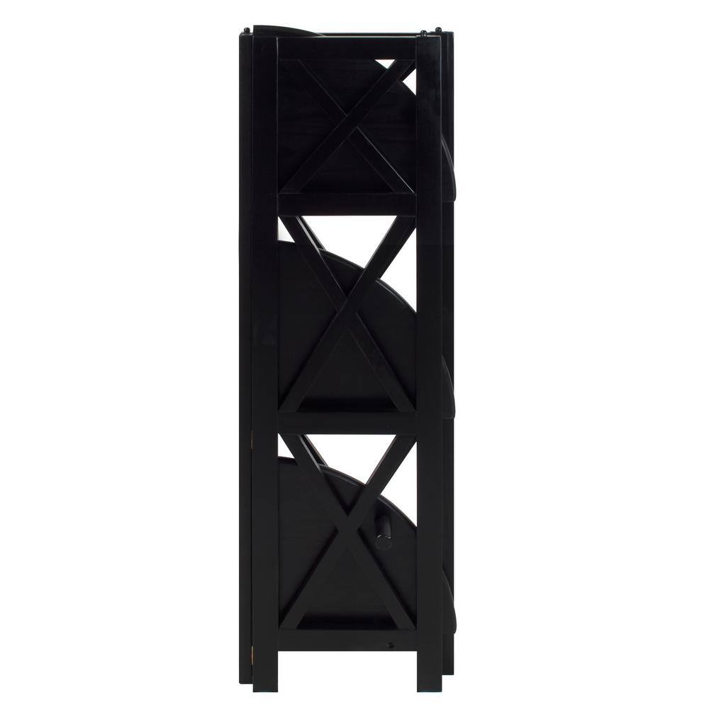 Black Wood 4-Shelf Corner Folding Bookcase