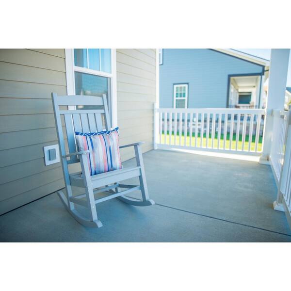 DUROGREEN Classic Rocker Light Gray Plastic Outdoor Rocking Chair