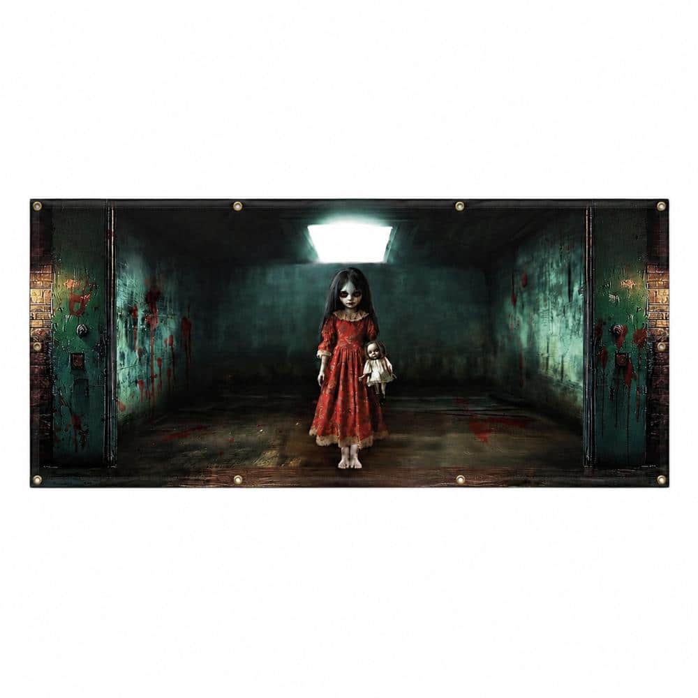Halloween Garage Door Cover Banner, Scary Doll Girl Design, 7 ft x 16 ft Polyester Outdoor Garage Decor price history on PriceWatchPro