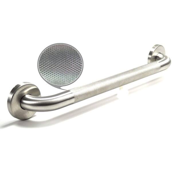 WingIts Premium Series 24 in. x 1.25 in. Diamond Knurled Grab Bar in Satin Stainless Steel (27 in. Overall Length)