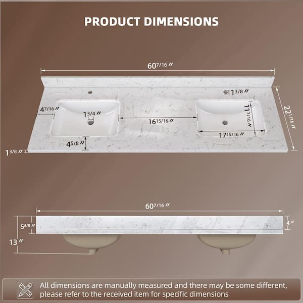 Zeafive Kar 60.4 in. W x 22 in. D Engineered Stone White