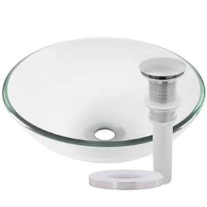 Bonificare Clear Glass Round Vessel Sink in Brushed Nickel with Drain