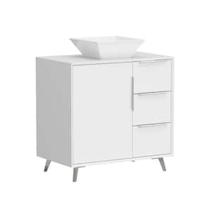 30 in. W x 18.1 in. D x 29.4 in. H Bath Vanity in White with White Marble Top and 3-Drawers