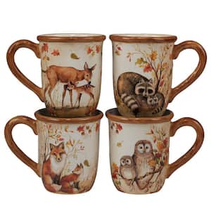 Pine Forest 16 oz. 5.5 in. Multicolored Earthenware Mug (Set of 4)