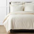 Ivory Solid Supima Cotton Percale King Duvet Cover