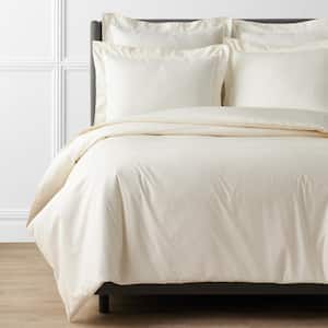 Ivory Solid Supima Cotton Percale Queen Duvet Cover