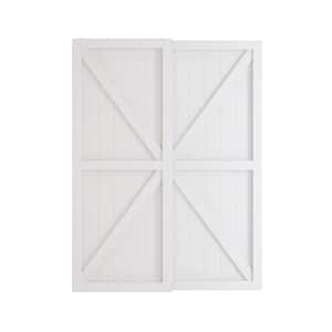 120in x 80in (Double 60" Doors), MDF wood, White Double K Shape Sliding Door with All Hardware