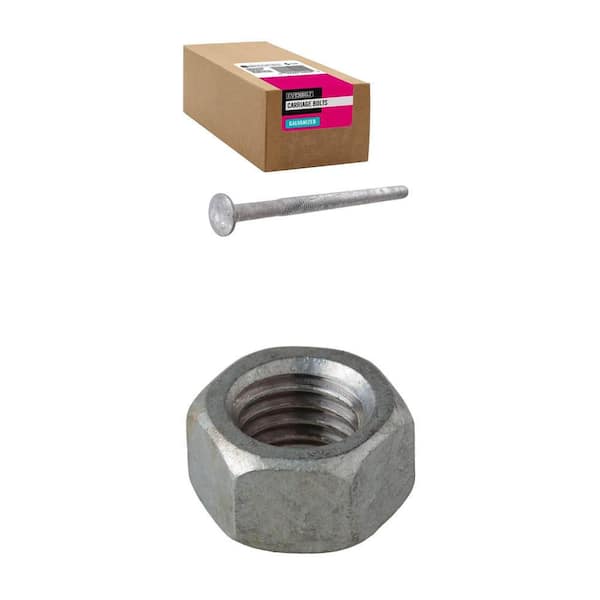 1/2 in.-13 x 8 in. Galvanized Carriage Bolt (25-Pack) and 1/2 in.-13 tpi Galvanized Hex Nut (50-Pack) Combo