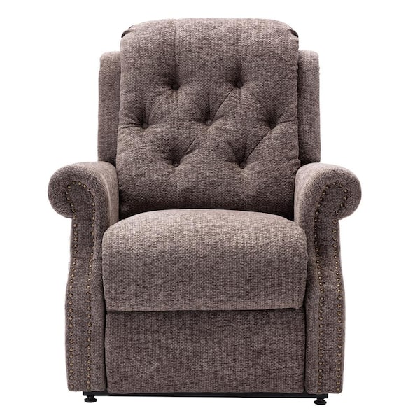 Boyel Living Brown Chenille Knit Fabric Power-lift Recliner with 8-Point Massage and Remote Control