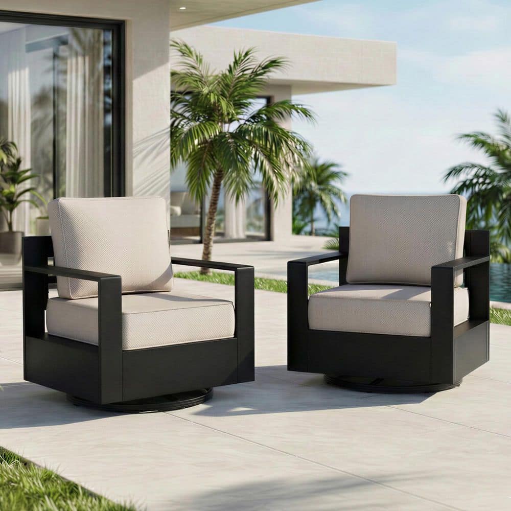 2-Piece Aluminum Outdoor Rocking Chair Set with Beige 6-in. Cushions price history on PriceWatchPro