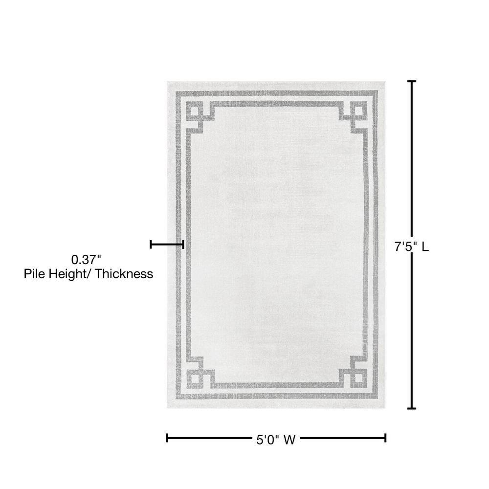 Gray Rectangular Reversible Synthetic Area Rug 5' x 7'