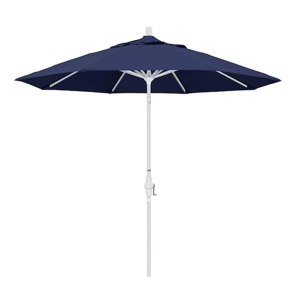 California Umbrella 9 ft. Aluminum Collar Tilt Patio Umbrella in Navy Blue Olefin