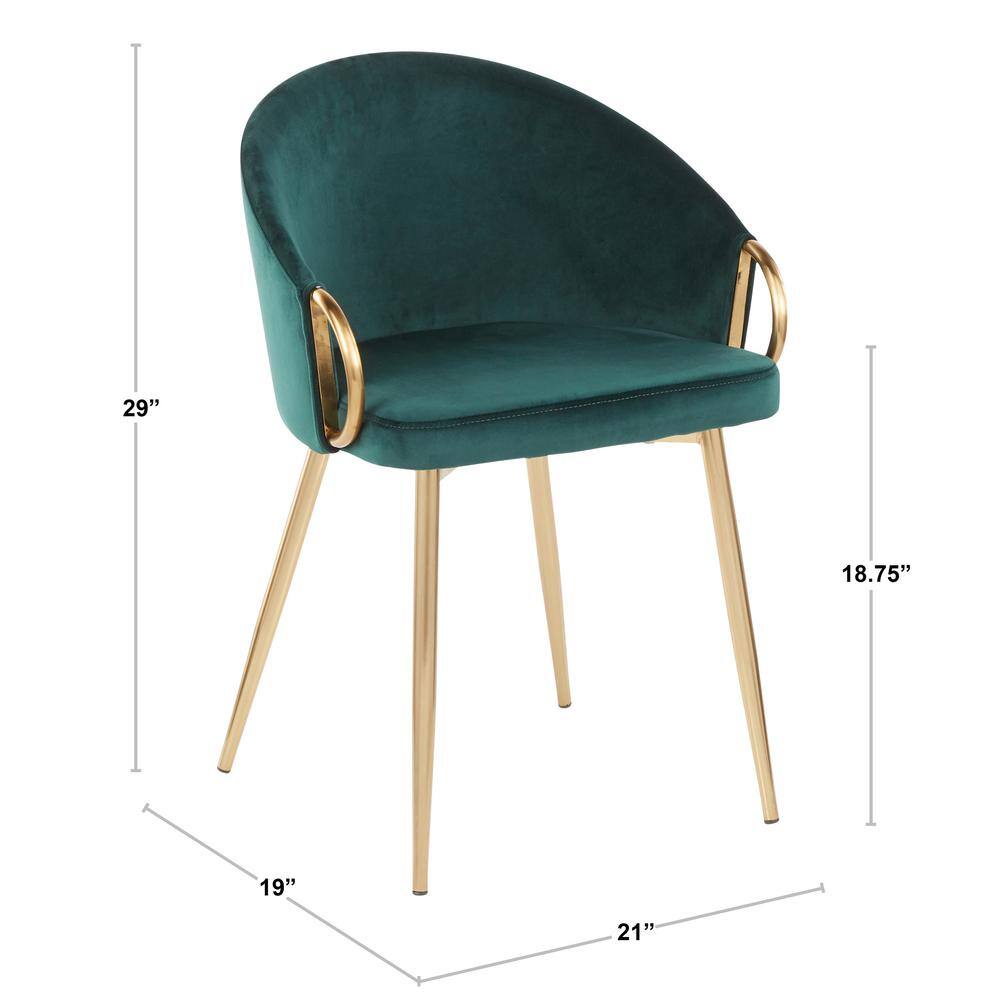 Emerald Green Velvet Upholstered Dining Chair with Gold Metal Frame
