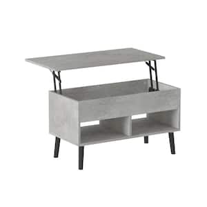 30 .7 in. L Gray 22.6 in. H Rectangle Wood Lift Top Coffee Table with Hidden Storage Compartment And 2 Storage Shelves
