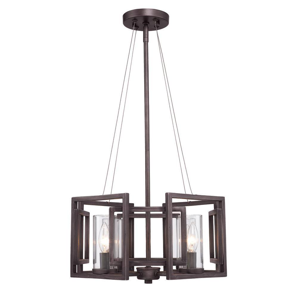 Gunmetal Bronze Semi-Flush Mount with Clear Glass