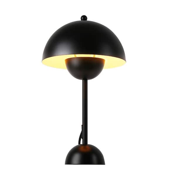 Modern 13.4 in. 1-Light Black Flowerpot Table Lamp for Living Room with Metal Shade, E26 Base, Not Include Blub