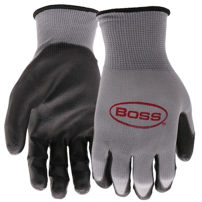 Boss Breathable Mesh Men's Indoor/Outdoor Synthetic Leather Mechanic Work  Gloves Black/Gray