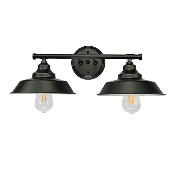 GoYeel 14. 96-in. 2-Lights Matte Black Industrial Vanity Light with ...