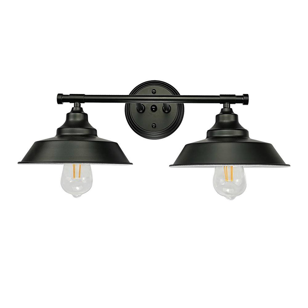 GoYeel 14. 96in. 2Lights Matte Black Industrial Vanity Light with