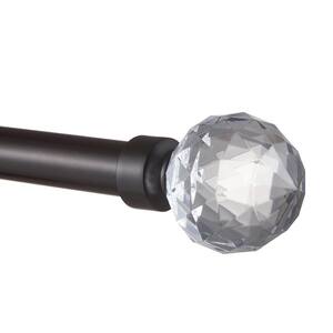 66 in. - 120 in.Adjustable Length 1 in. Dia Single Curtain Rod Kit in Matte Bronze with Crystal Ball Finial