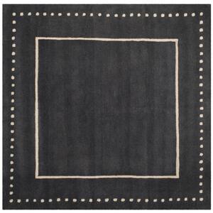 Bella Dark Gray/Ivory 3 ft. x 3 ft. Dotted Border Square Area Rug