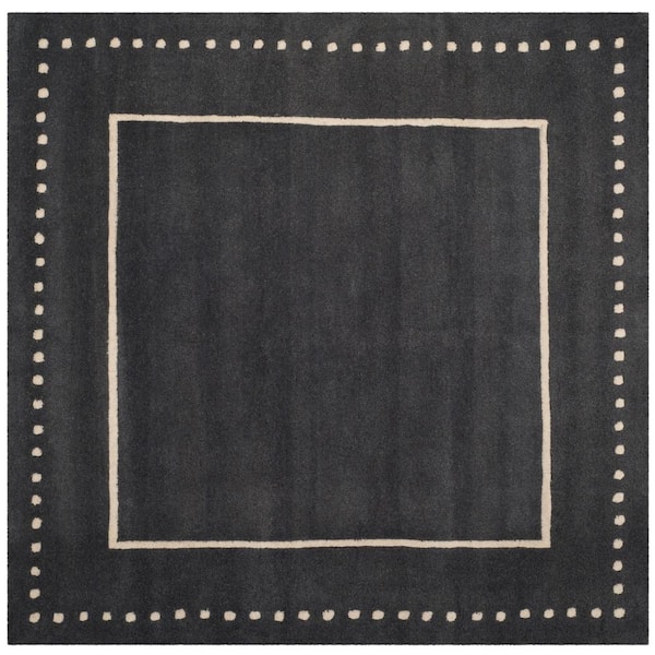 Bella Dark Gray/Ivory 5 ft. x 5 ft. Square Border Area Rug