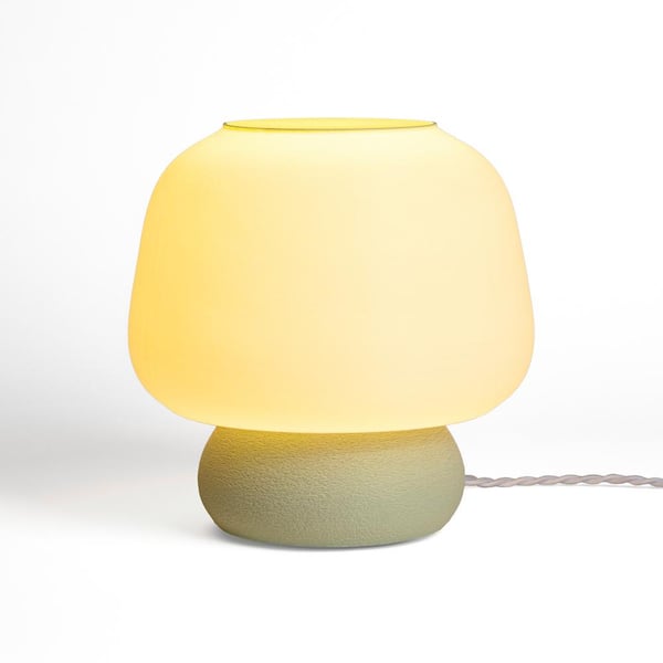 JONATHAN Y Portobello 10 in. Modern Classic Plant-Based Filament Dimmable LED 3D Printed Mushroom Table Lamp, White/Pastel Mint