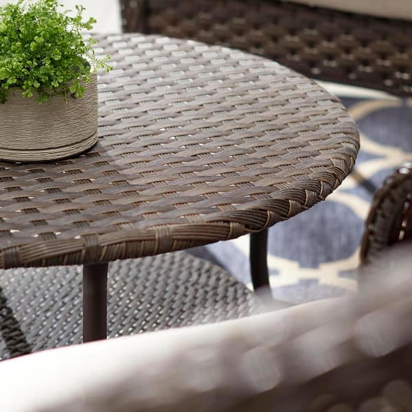 Hampton bay cambridge brown round wicker outdoor coffee table hotsell