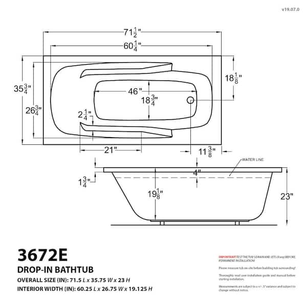 Universal Tubs Pearl 5.6 ft. Acrylic Center Drain Flatbottom Whirlpool and Air Bath Tub in White HD3467RD