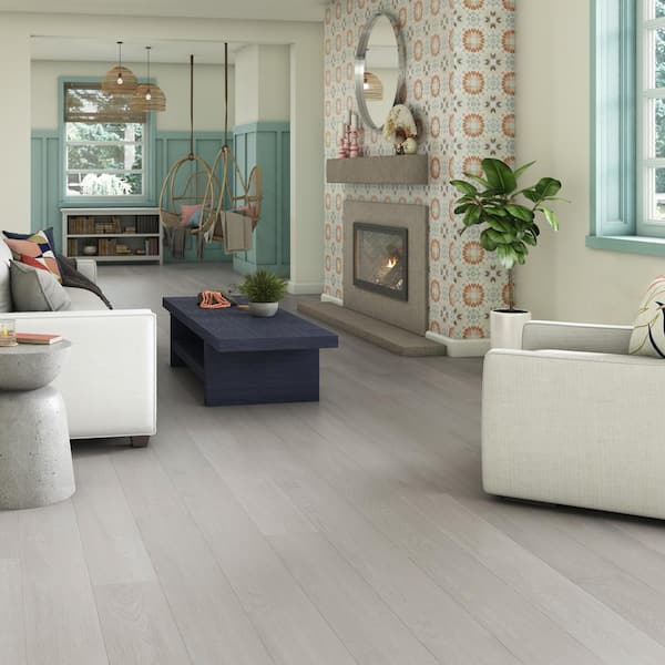 Liz Marie's Moonlight Silver 20 MIL x 7 in. W x 48 in. L Click Lock Waterproof Lux Vinyl Plank Flooring (23.2 sqft/case)