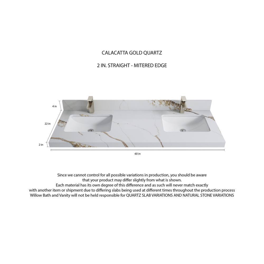 Atlanta Teak Double Bathroom Vanity with Calacatta Gold Top