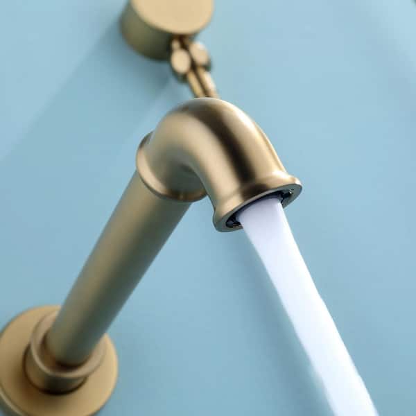 3 Spray 8 in. Dual Handle Wall Mount Fix Shower Head and Handled Shower Head 2.5 GPM in Brushed Gold