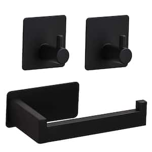 3-Piece Bath Hardware Set with Toilet Paper Holder TowelRobe Hook in Black