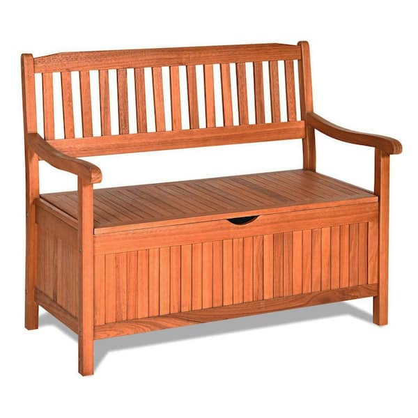 42 in. W Natural Wood Storage Bench Deck Box
