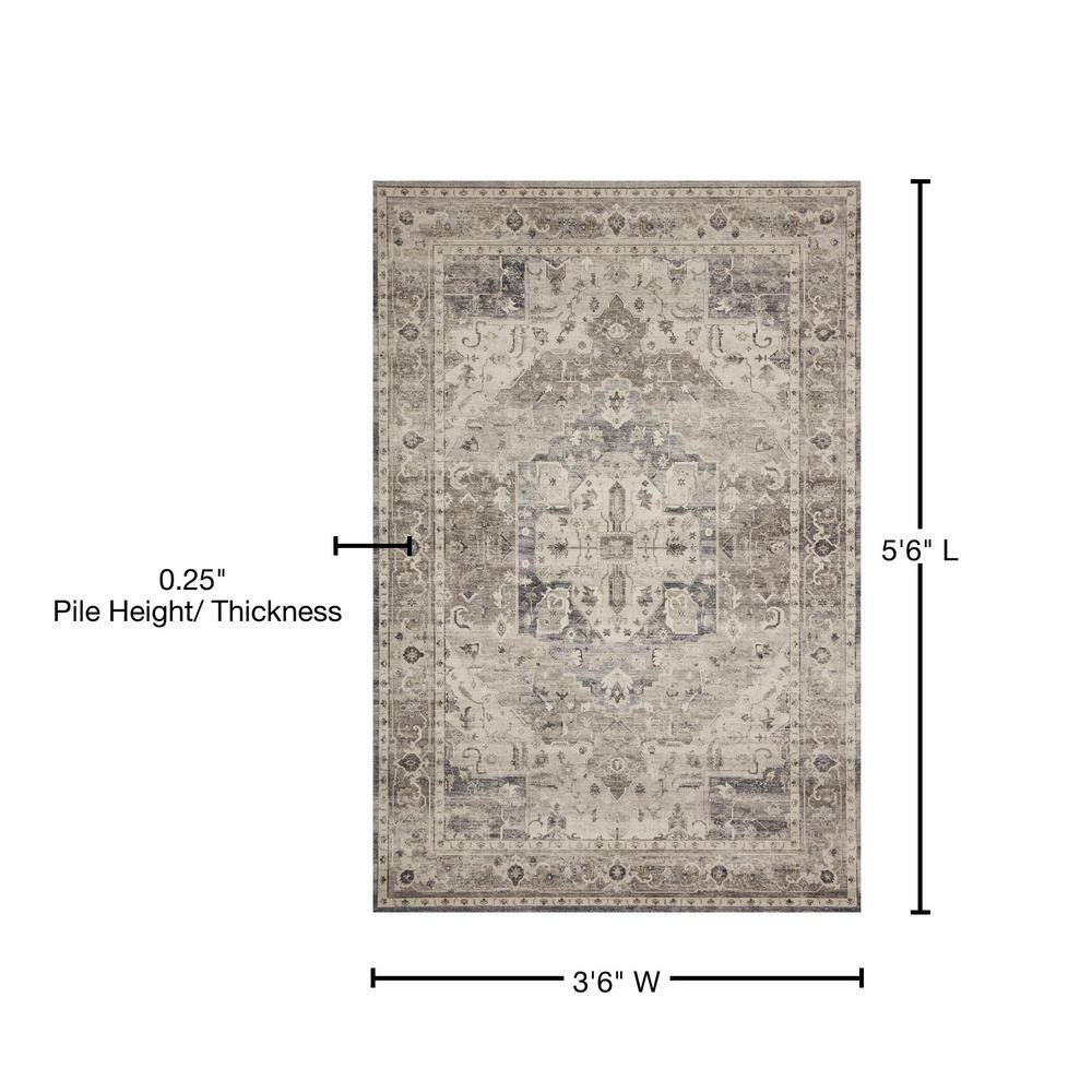Ivory & Steel Oriental Inspired Easy-Care Synthetic Rug - 3'6" x 5'6"