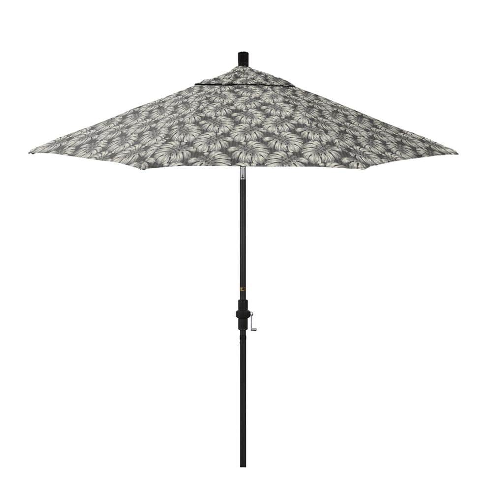 9 ft. Black Aluminum Market Patio Umbrella with Fiberglass Ribs Crank and Collar Tilt in Palm Graphite Pacifica Premium price history on PriceWatchPro