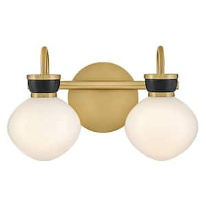 Lucy 15.5 in. 2 Light Lacquered Brass Vanity Light