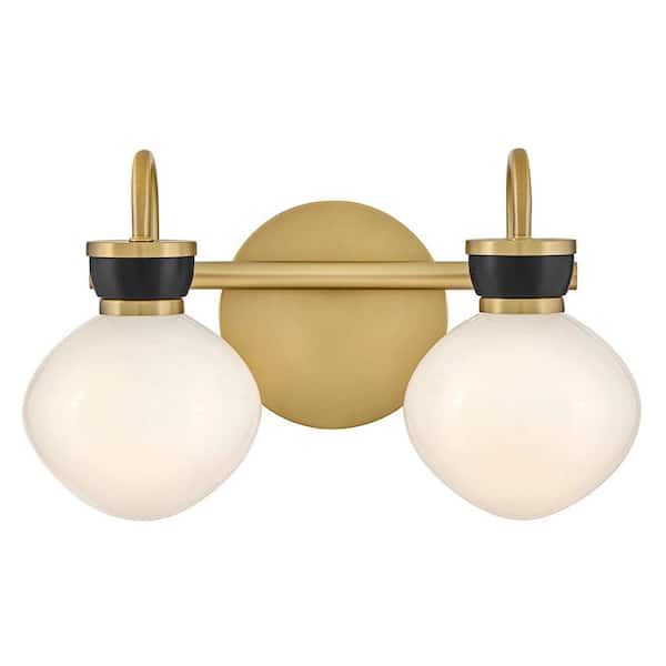 Lucy 15.5 in. 2 Light Lacquered Brass Vanity Light