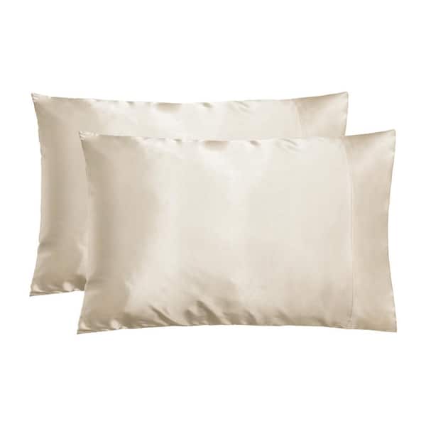 Unbranded Champagne Satin Standard Pillowcase Set of 2