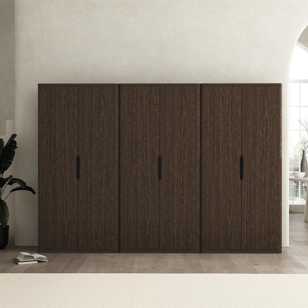 Rivington 79 in. Tall Modern Walnut Composite Wood 5-Shelf Standard Bookcase (Set of 3)