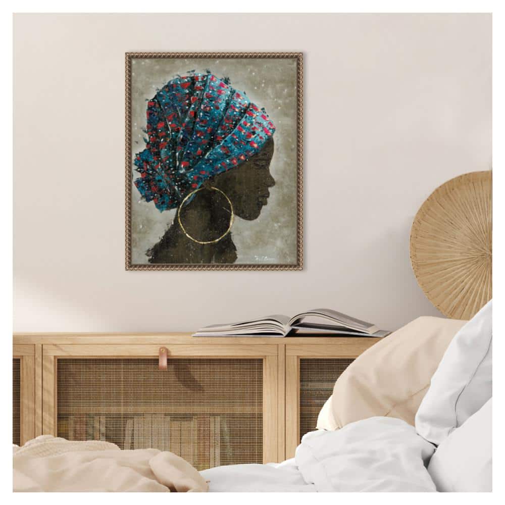 Profile of a Woman I Bronze Framed Canvas Wall Art