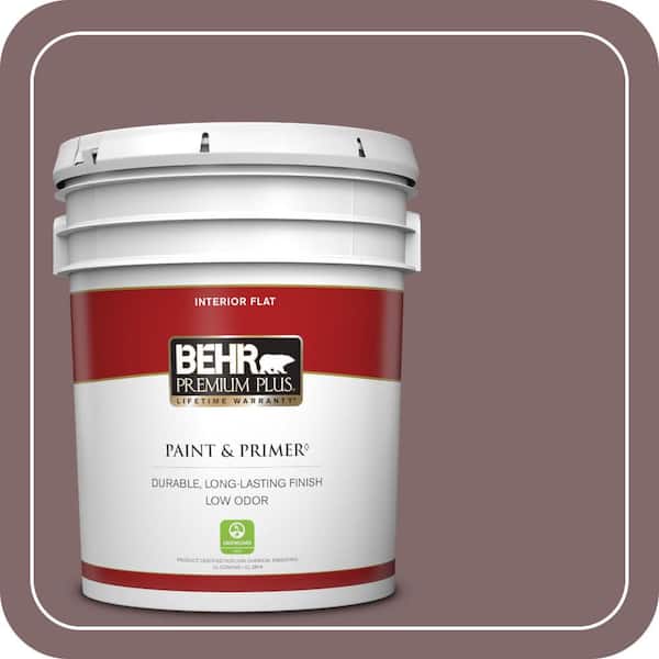 BEHR PREMIUM PLUS 5 gal. #N120-6 Raisin in the Sun Flat Low Odor Interior Paint & Primer