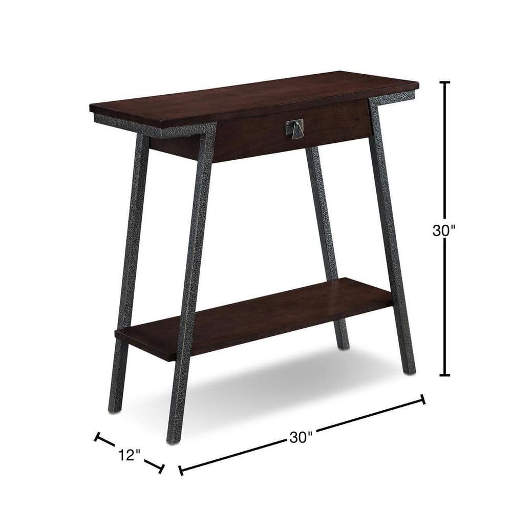 Walnut and Steel Industrial Console Table with Storage