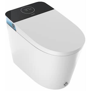 Elongated Smart Toilet Bidet 1.1 GPF in White with Build-in Water Tank, Warm Water, Foot Kick Flush, Night Light, Remote