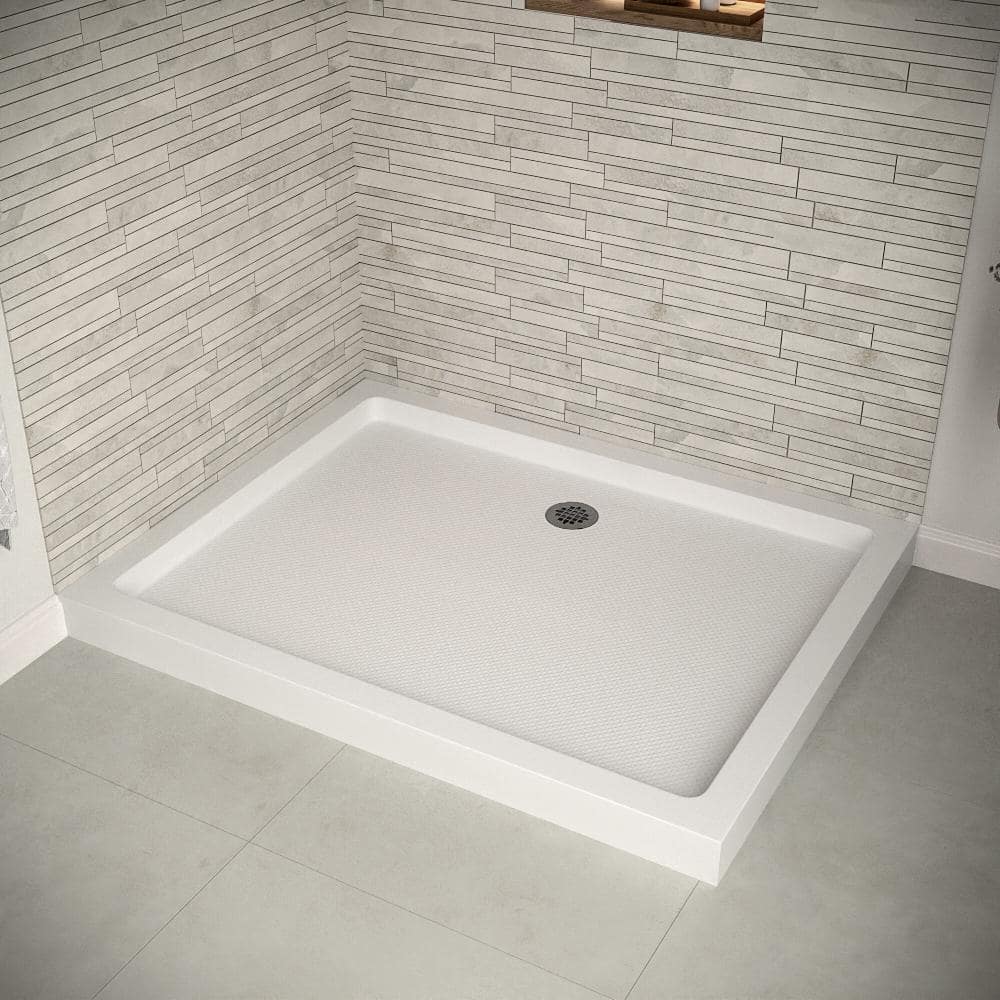 48'' White Acrylic Rectangular Corner Shower Base with Right Drain