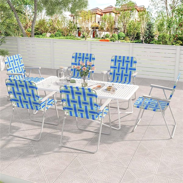 4-Pieces Blue Metal Folding Beach Chair