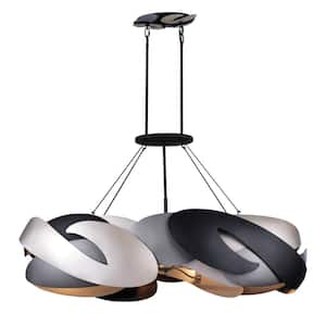 Metalo Misto 6-Light Black with Atlas and Midnight Silver Island Chandelier for Dining Room and No Bulbs Included
